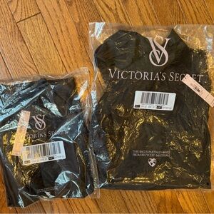 Victoria's Secret Classic Black Satin Slip and Midi Robe Set  M/L